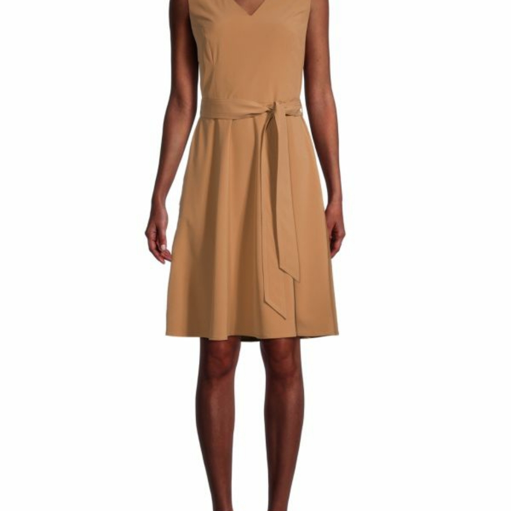 CALVIN KLEINBelted Fit-&-Flare Commuter Dress